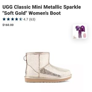 UGG classic mini metallic sparkle “soft gold” boots size 7